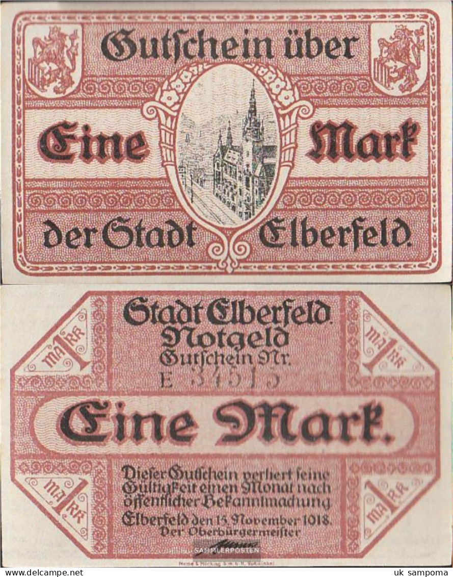 Elberfeld Notgeld: Notgeld The City Elberfeld Uncirculated 1918 1 Mark Elberfeld - [11] Local Banknote Issues