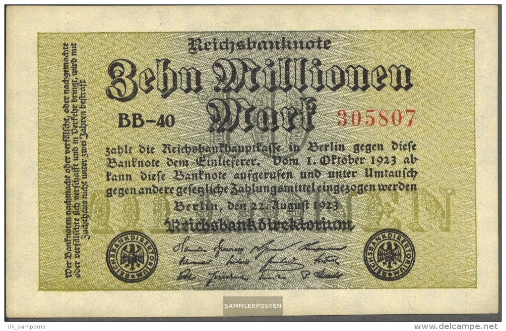 German Empire Rosenbg: 105c, Watermark Rings Used (III) 1923 10 Million Mark - 10 Millionen Mark