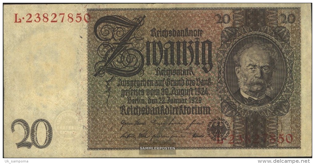 German Empire Rosenbg: 174a, Udr.-Bst.: Z, Series: L-P Used (III) 1929 20 Reichsmark - 20 Mark