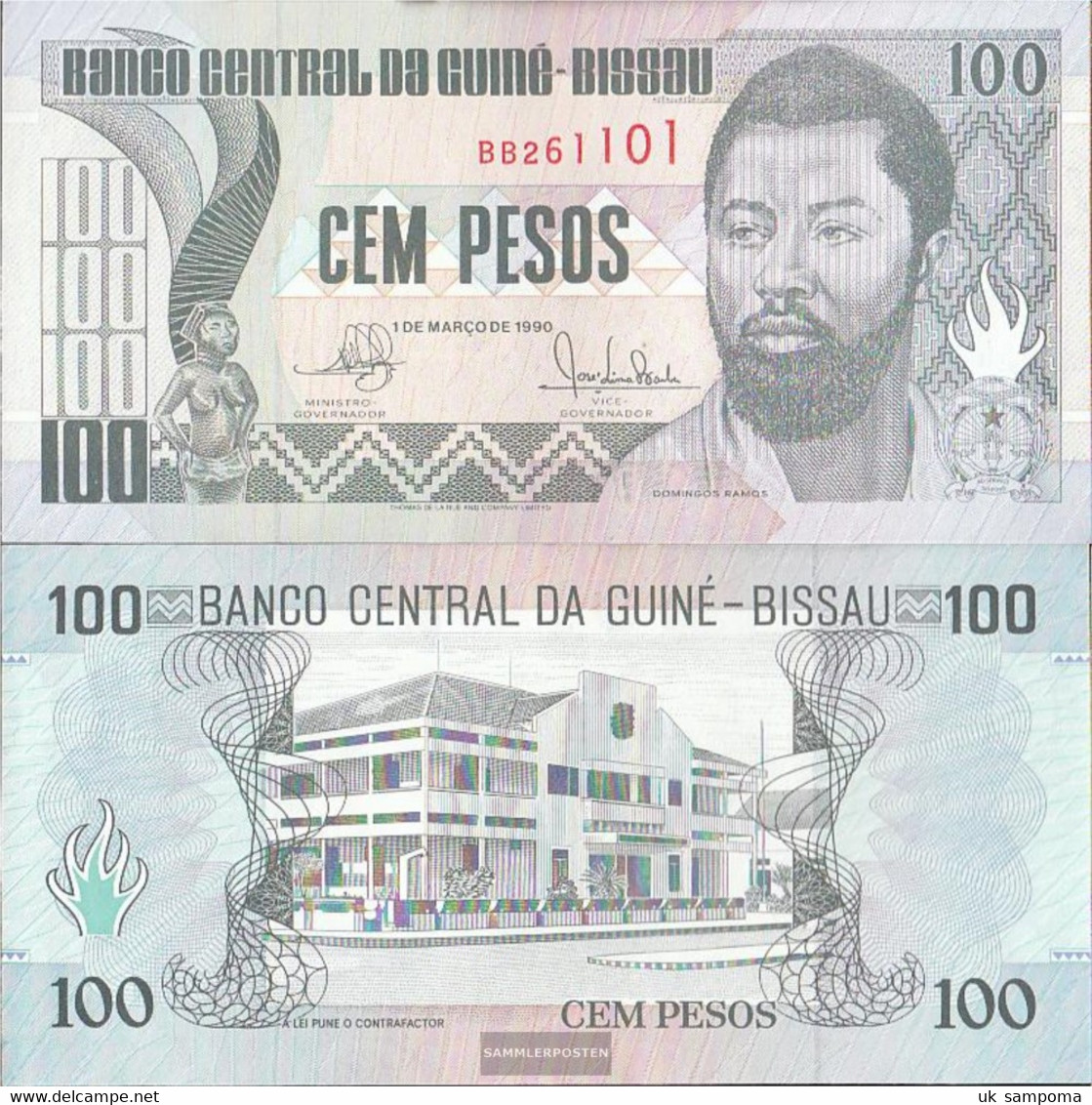 Guinea-Bissau Pick-number: 11 Uncirculated 1990 100 Pesos - Guinea-Bissau