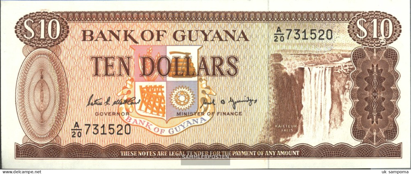 Guyana Pick-number: 23e Uncirculated 1989 10 Dollars - French Guiana