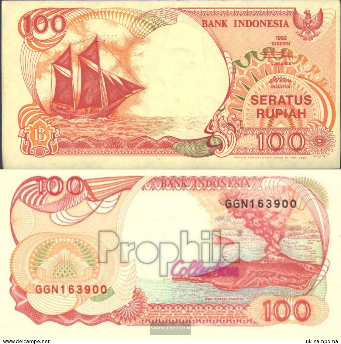 Indonesia Pick-number: 127e Uncirculated 1996 100 Rupiah Sail - Indonesia