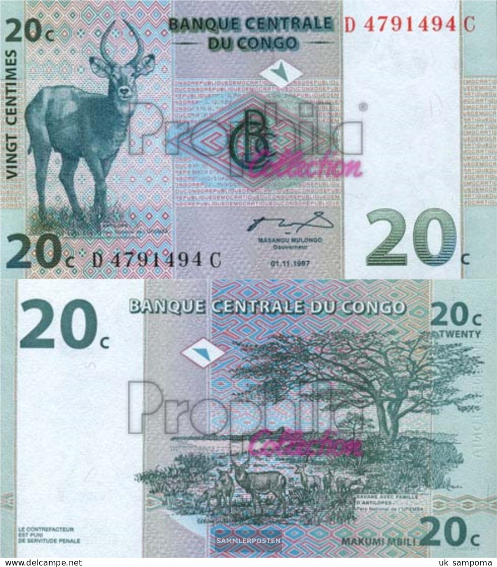 Kongo (Kinshasa) Pick-number: 83a Uncirculated 1997 20 Centimes Springbock - Non Classés