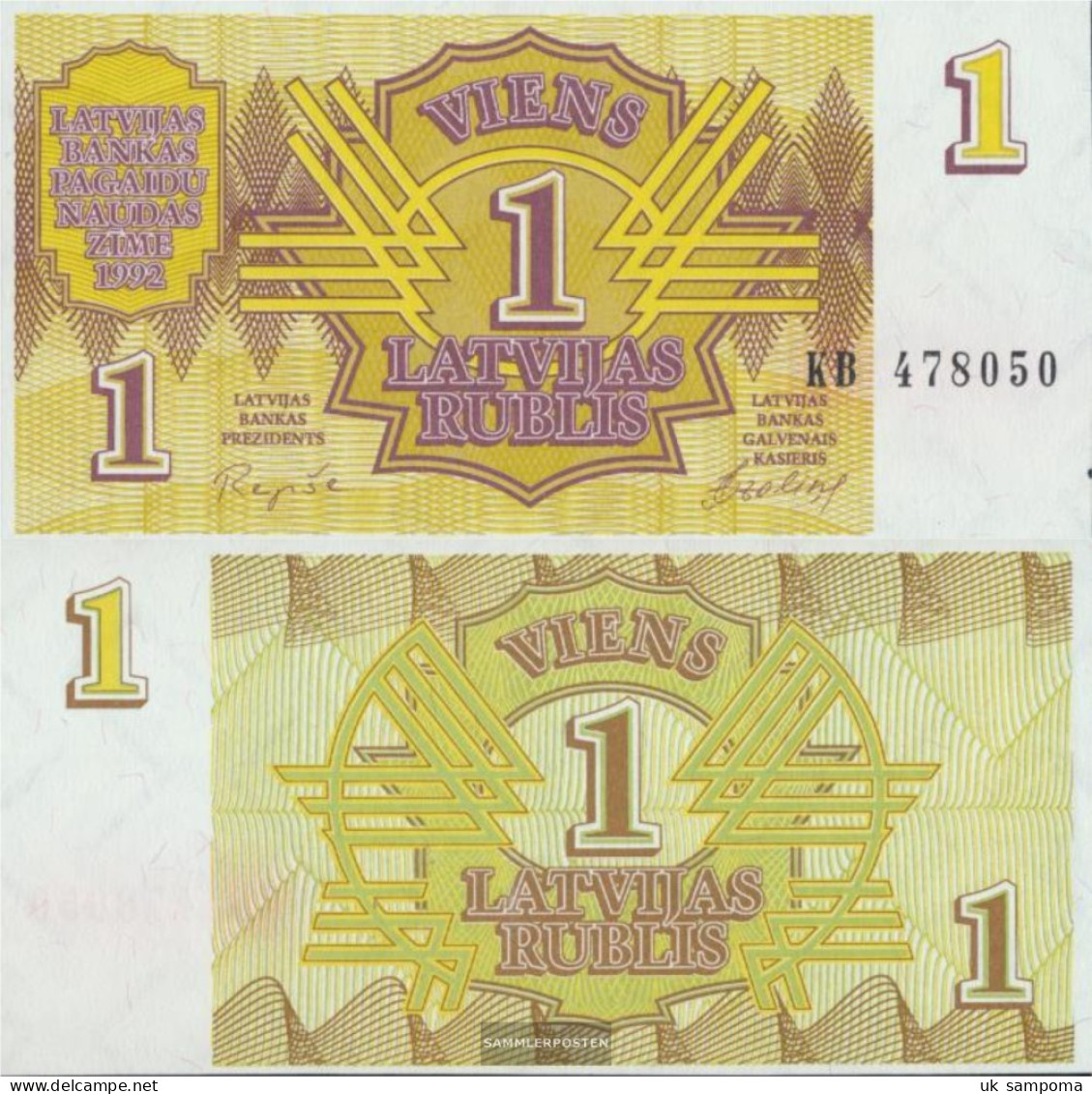 Latvia 35 Uncirculated 1992 1 Rublis - Latvia