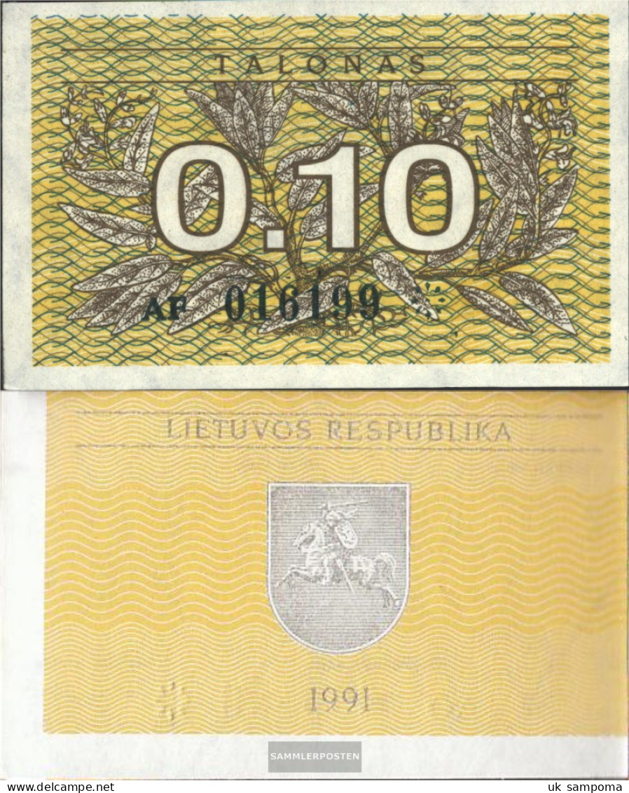 Lithuania Pick-number: 29a Uncirculated 1991 0,10 Talonas - Lituania