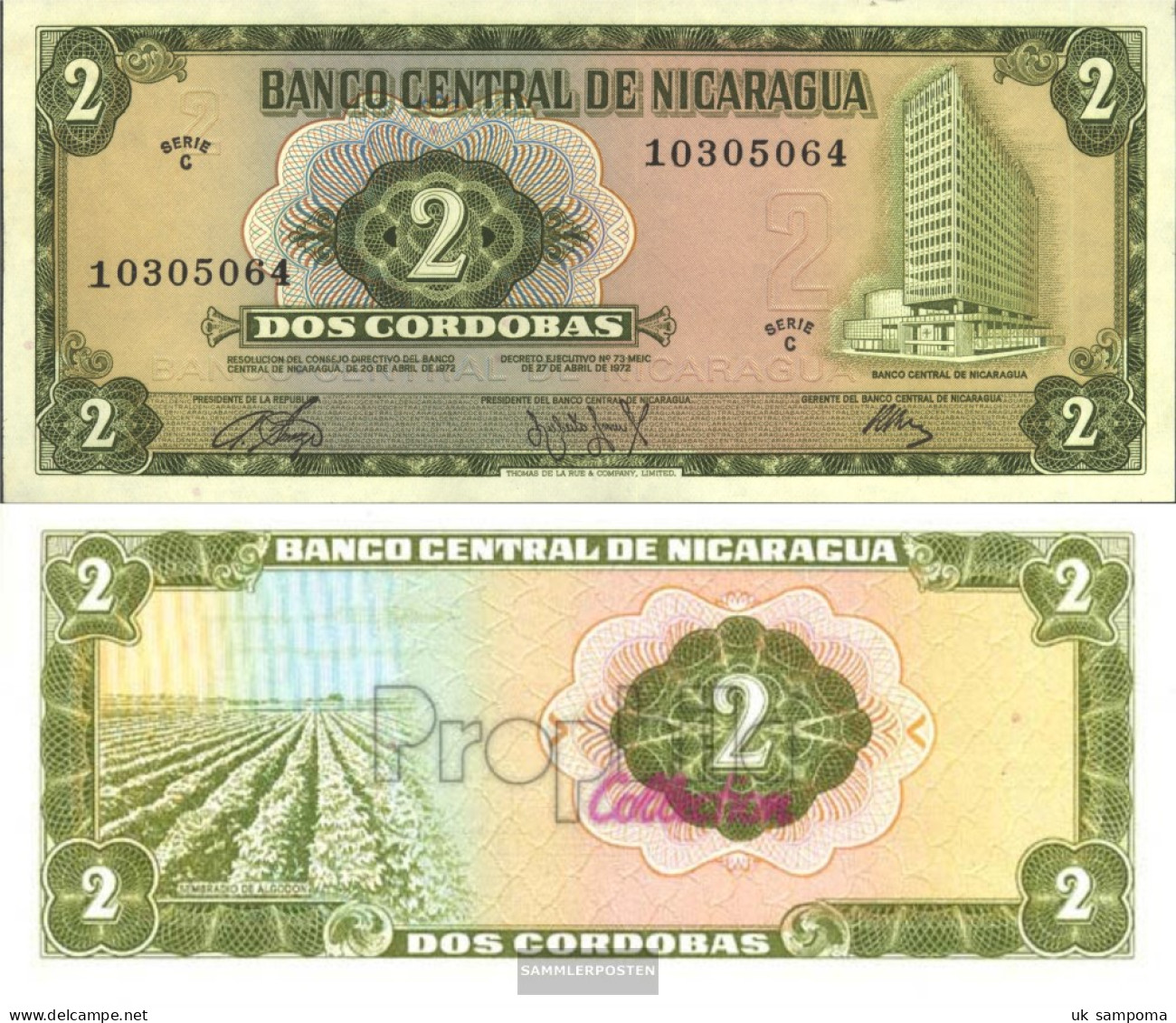 Nicaragua Pick-number: 121a Uncirculated 1972 2 Córdobas - Nicaragua