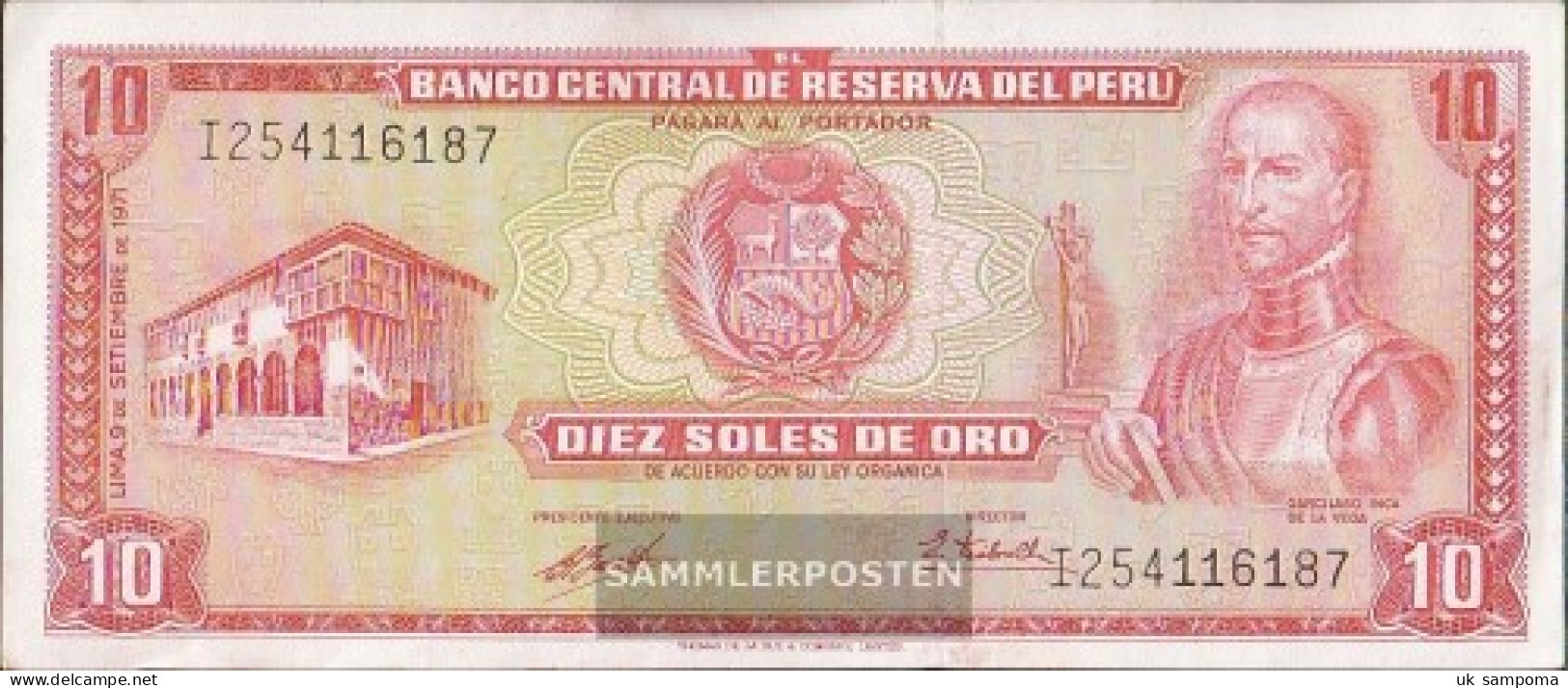 Peru Pick-number: 100b (1971) Uncirculated 1971 10 Soles - Peru