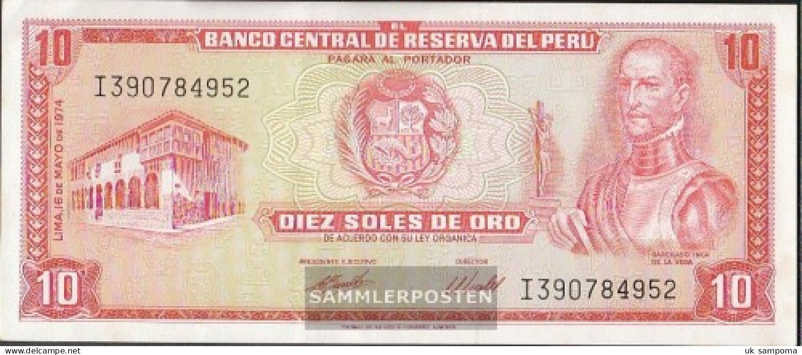 Peru Pick-number: 100c (1974) Uncirculated 1974 10 Soles - Peru