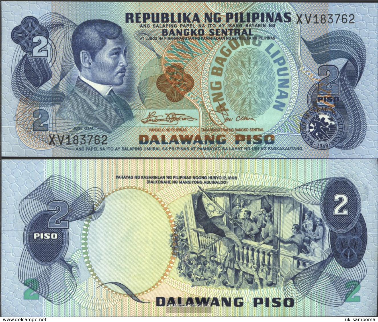 Philippines Pick-number: 159b Uncirculated 1978 2 Piso - Philippines