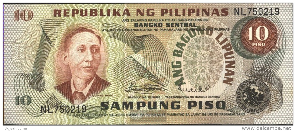 Philippines Pick-number: 161a Uncirculated 1978 10 Piso - Philippinen