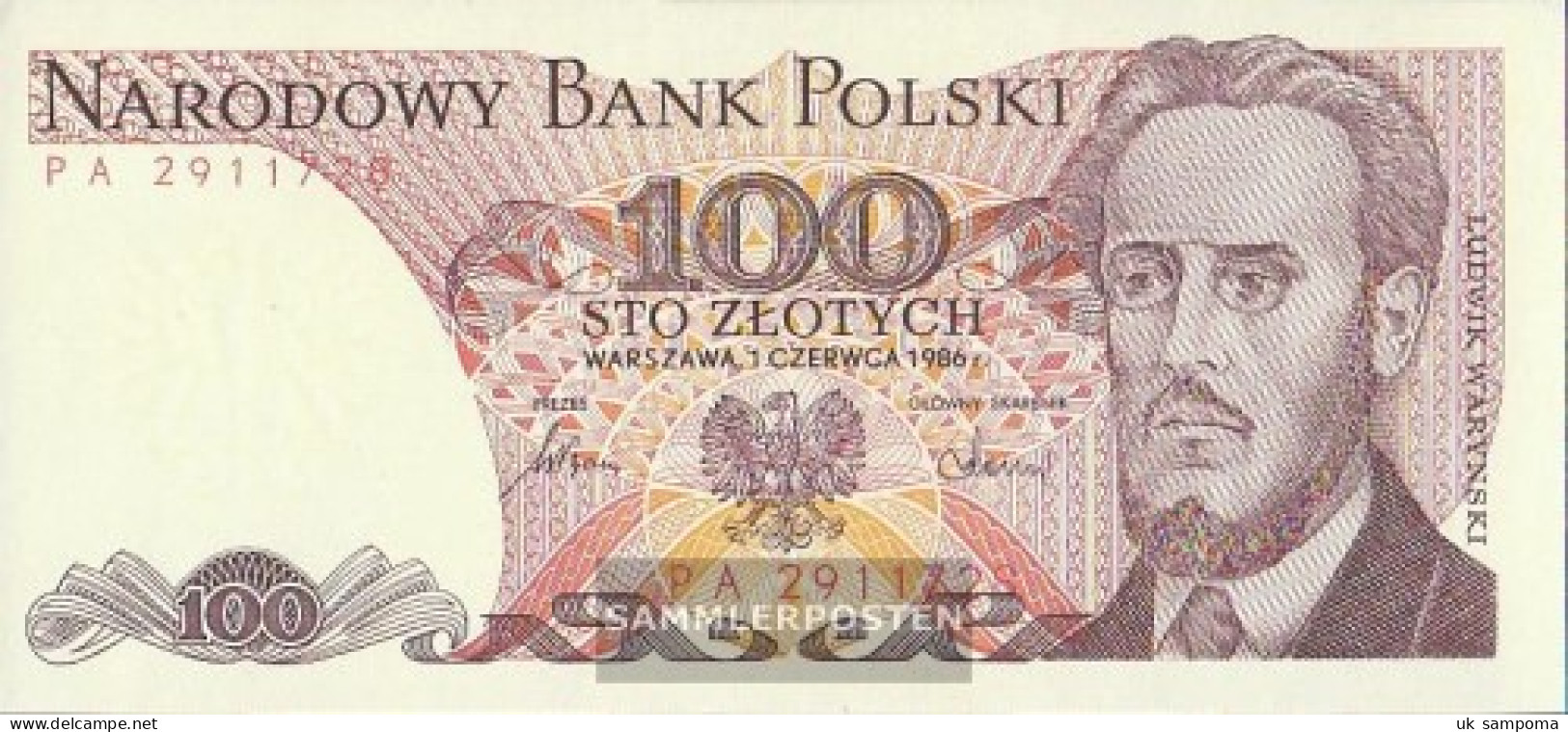 Poland Pick-number: 143e (1986) Uncirculated 1986 100 Zloty - Poland