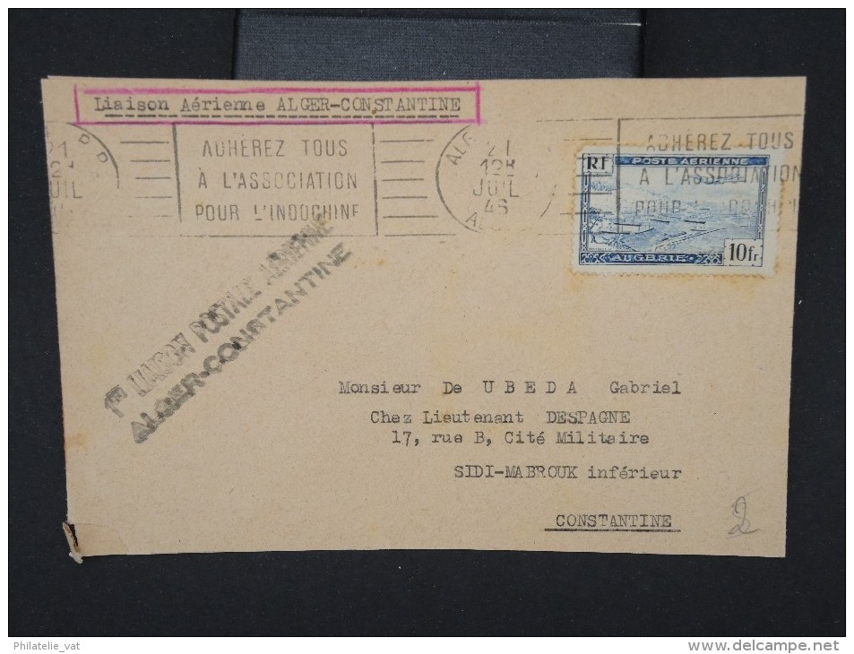 FRANCE-ALGERIE- Enveloppe 1ére Liaison Aérienne Alger/Constantine  En 1946 à Voir P6517 - Airmail