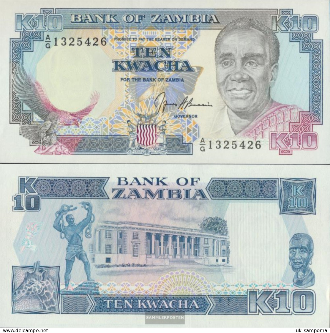 Sambia Pick-number: 31b Uncirculated 1989 10 Kwacha - Zambia