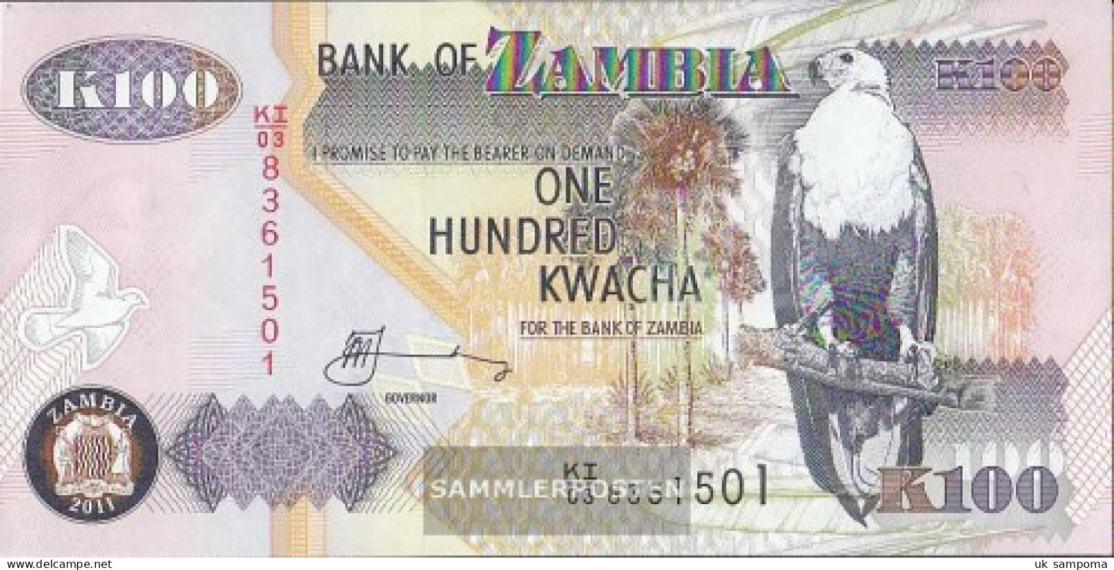 Sambia Pick-number: 38j Uncirculated 2011 100 Kwacha - Zambia