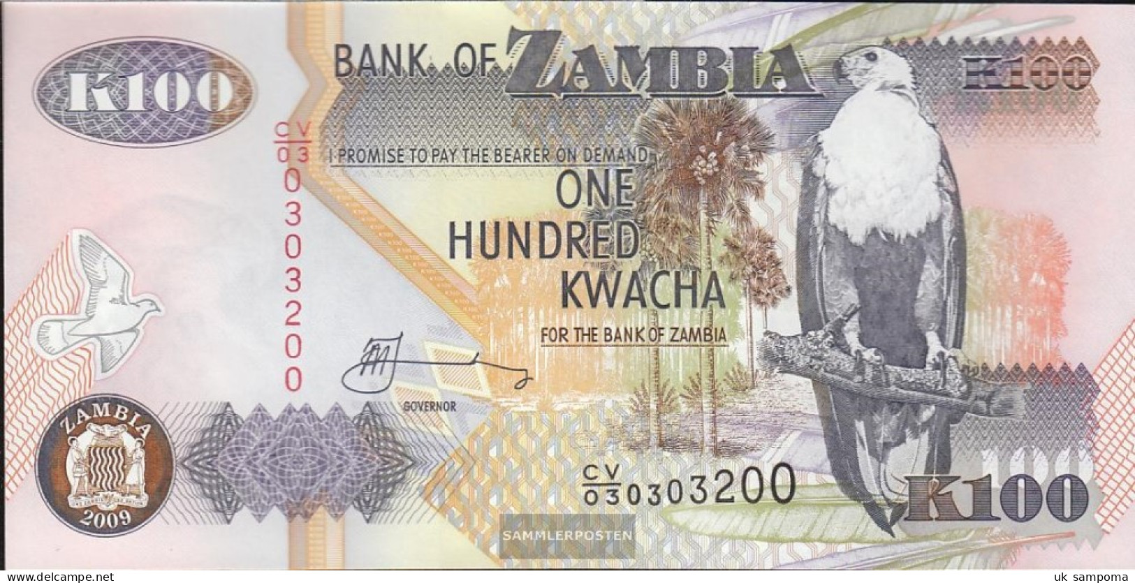 Sambia Pick-number: 38h Uncirculated 2009 100 Kwacha - Zambia