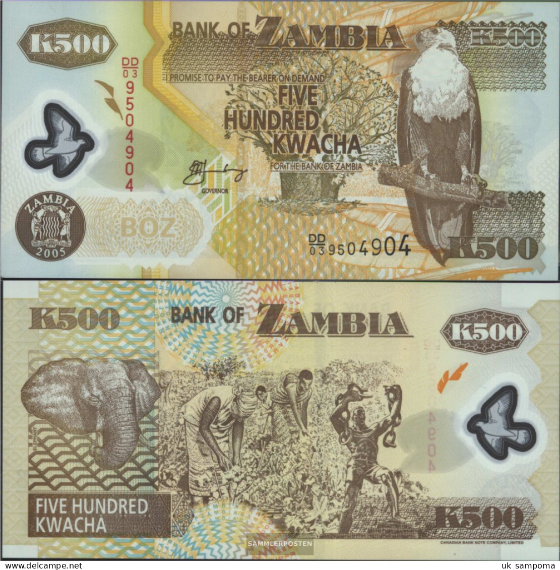 Sambia Pick-number: 43d Uncirculated 2005 500 Kwacha - Zambia