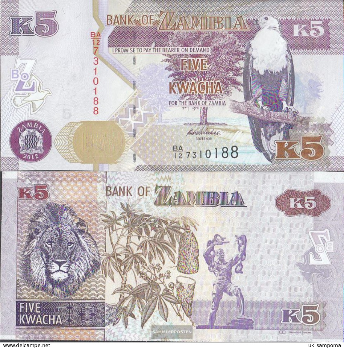 Sambia Pick-number: 50a Uncirculated 2012 5 Kwacha - Zambia