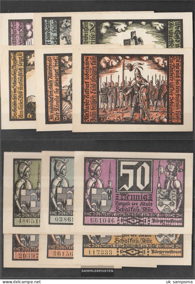 Schalkau Notgeld: 1171.1 Six Notgeldscheine The City Schalkau Uncirculated 1921 6 X 50 Pfennig Schalkau - [11] Local Banknote Issues