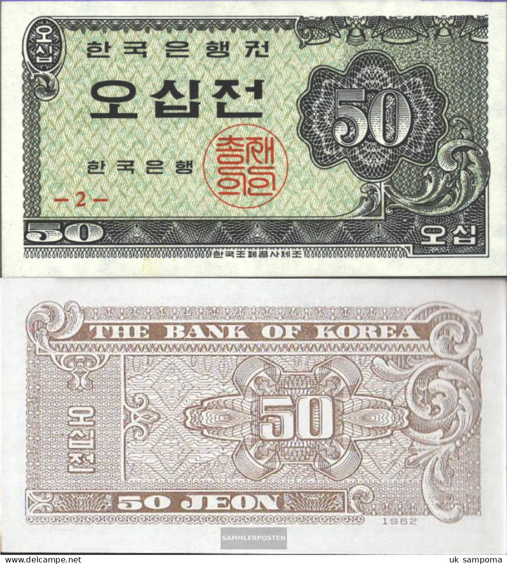 South-Korea Pick-number: 29a Uncirculated 1962 50 Jeon - Korea, South