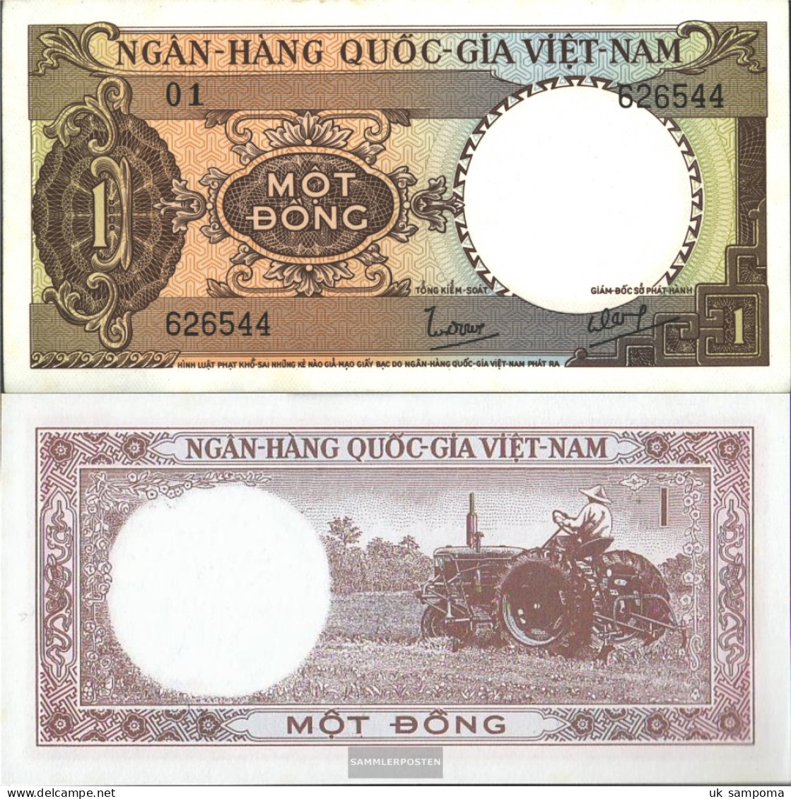 South-Vietnam Pick-number: 15a Uncirculated 1964 1 Dong - Vietnam