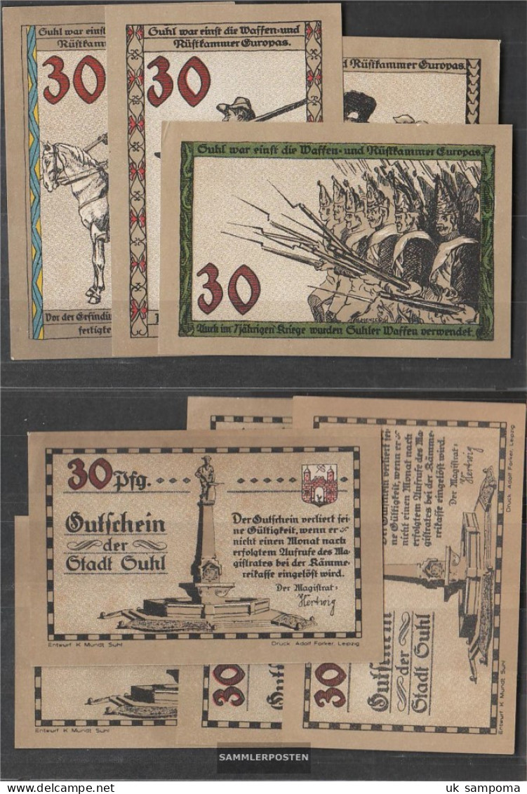 Suhl Notgeld: 1303.2 Four Notgeldscheine The City Suhl Uncirculated 1922 4 X 30 Pfennig Suhl - [11] Local Banknote Issues