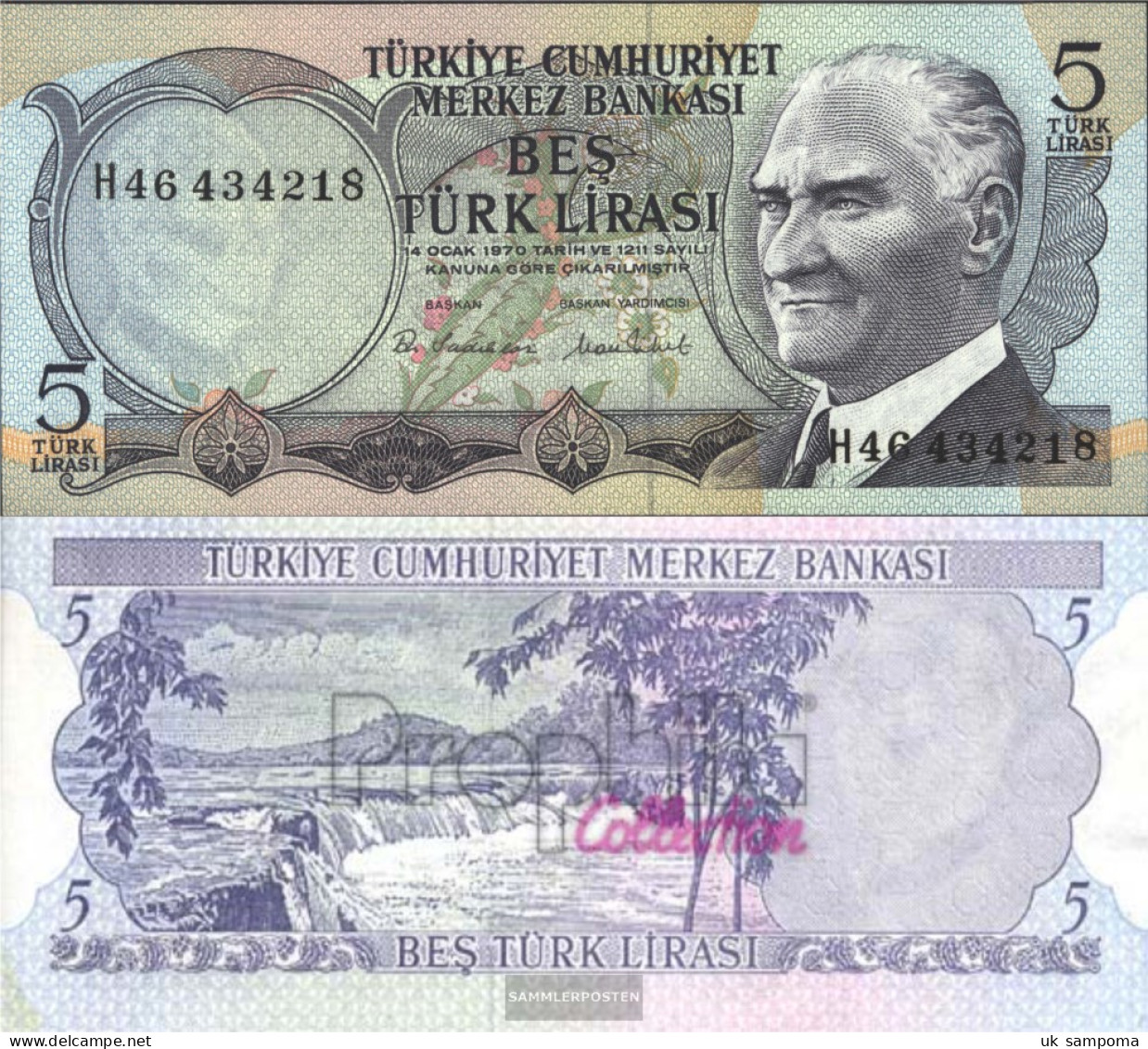 Turkey Pick-number: 185 Uncirculated 1970 5 Lira - Turkey