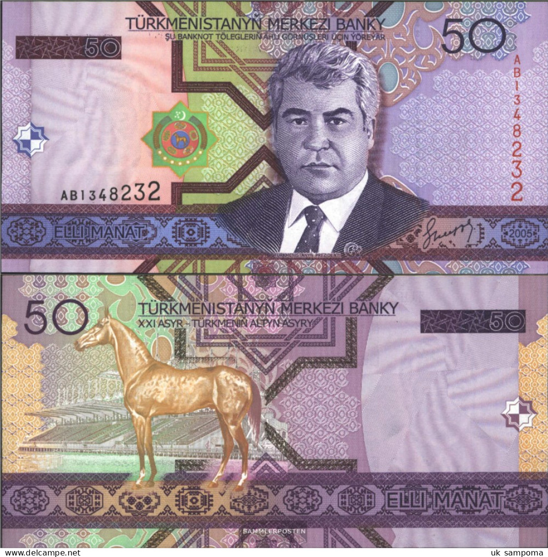 Turkmenistan Pick-number: 17 Uncirculated 2005 50 Manat - Turkménistan