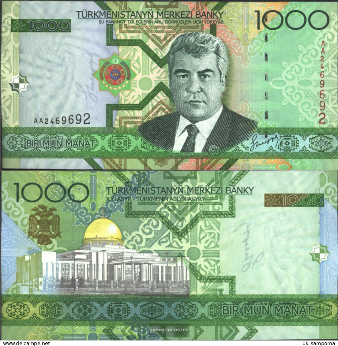 Turkmenistan Pick-number: 20 Uncirculated 2005 1.000 Manat - Turkménistan