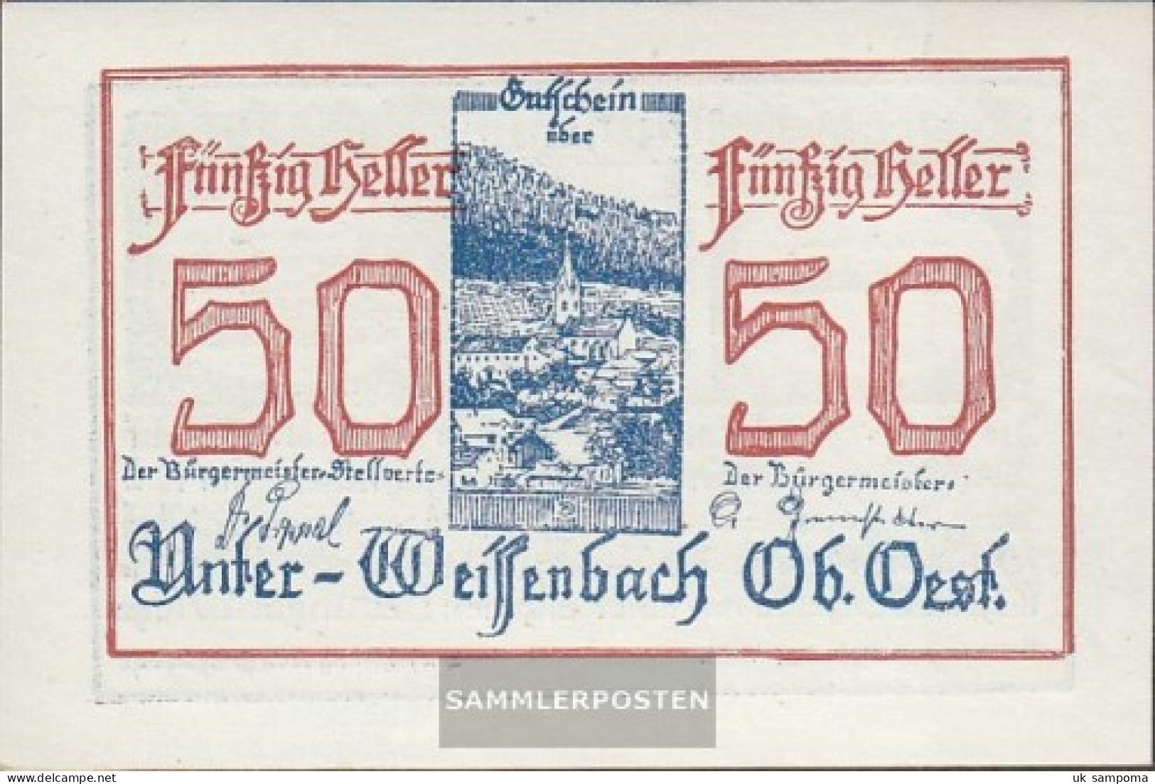 Under-Weissenbach Notgeld The City Under-Weissenbach Uncirculated 1920 50 Bright - Austria