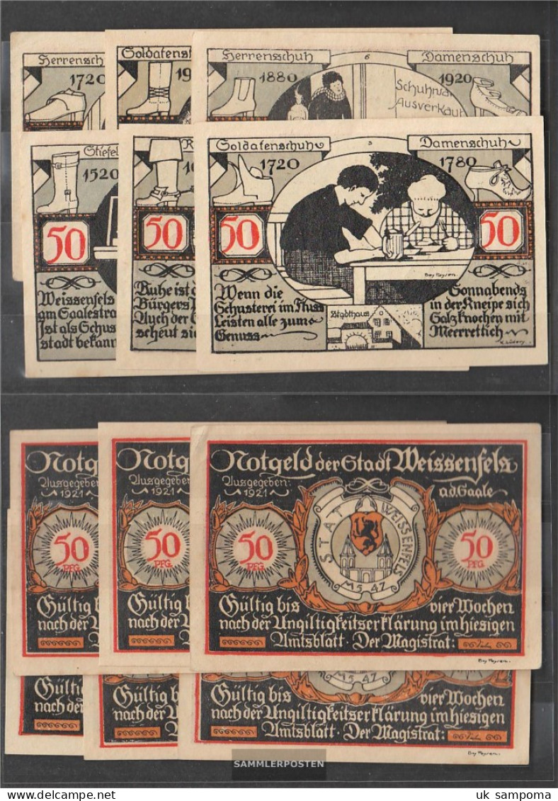 Weissenfels Notgeld: 1403.2 Six Notgeldscheine The City Weissenfels Uncirculated 1921 6 X 50 Pfennig Weissenfels - [11] Local Banknote Issues