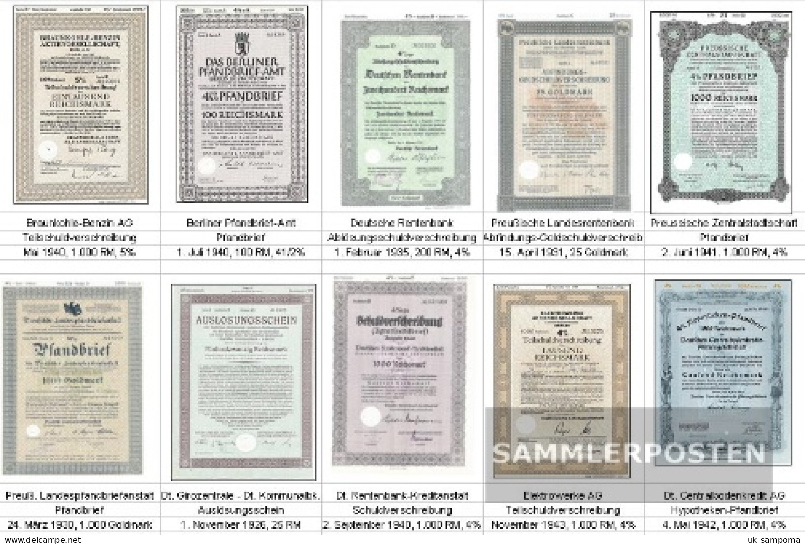 Germany 10 Different Berlin Securities Number. 3 - Kilowaar (max. 999 Zegels)