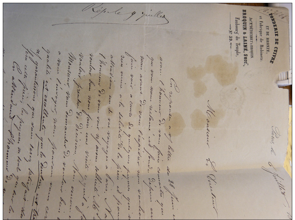 Lot 5 Lettre Manuscrit Fonderie Cuivre Broquin Chaussure Rivée Latour Lefebvre Dumenil  1867 - 1869 Forge - Manuscripts