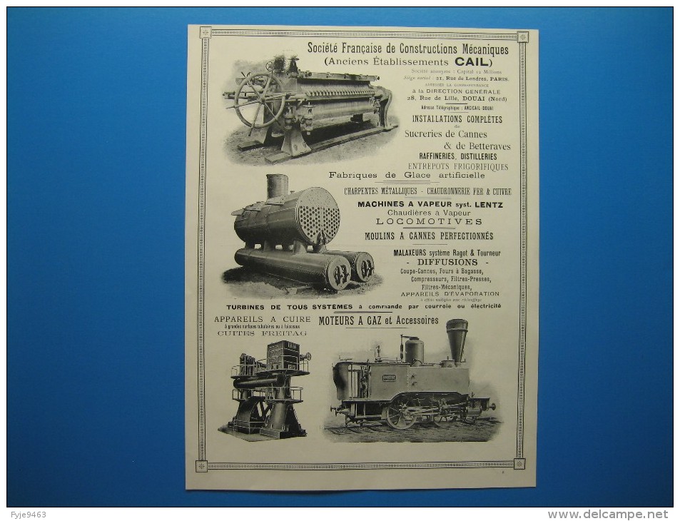 (1913) Constr. Mécaniques - Locos - Moteurs : CAIL à Douai - L. LEGO Au Mans - LACHAVE à Viviers - WERNER & PFLEIDERER - Non Classés