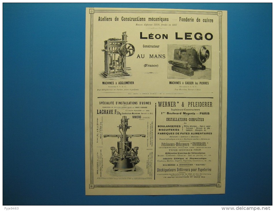 (1913) Constr. Mécaniques - Locos - Moteurs : CAIL à Douai - L. LEGO Au Mans - LACHAVE à Viviers - WERNER & PFLEIDERER - Non Classés