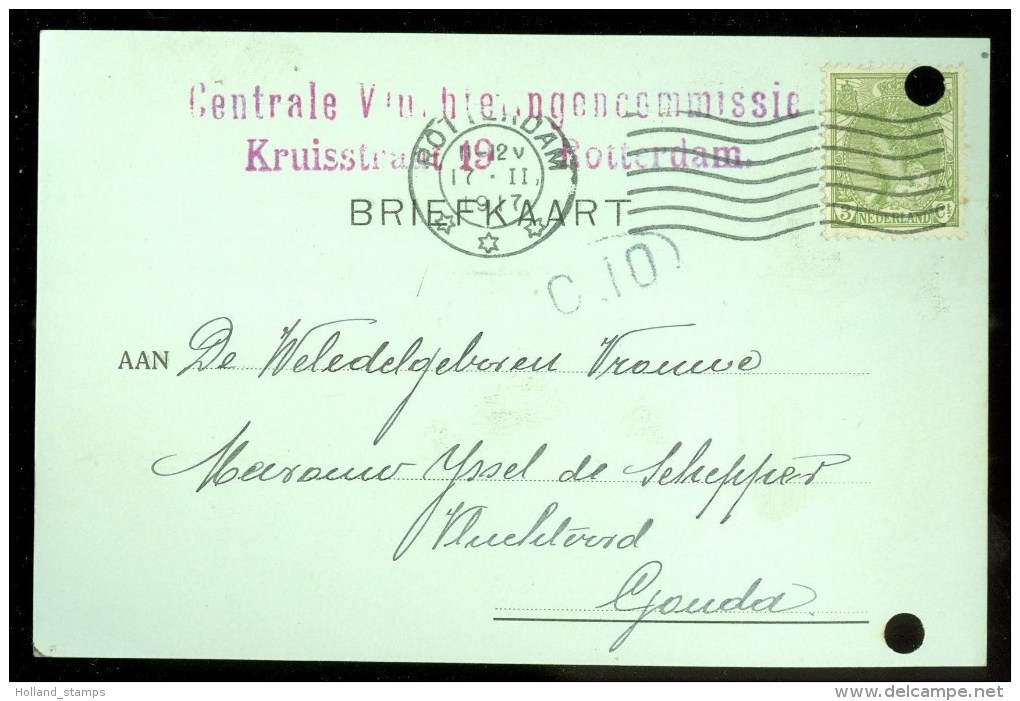 WW-1 * HANDGESCHREVEN BRIEFKAART COMITE VLUCHTELINGEN Uit 1917 Van ROTTERDAM Naar GOUDA * (9818e) - Brieven En Documenten