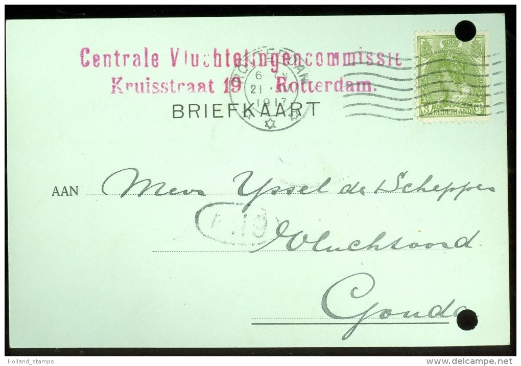 WW-1 * HANDGESCHREVEN BRIEFKAART COMITE VLUCHTELINGEN Uit 1917 Van ROTTERDAM Naar GOUDA * (9818g) - Brieven En Documenten