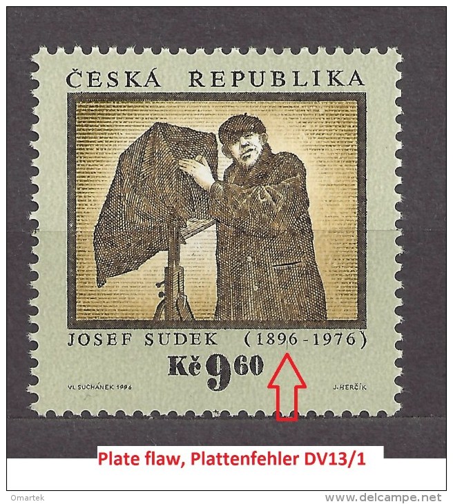 Czech Republic 1996 MNH ** Mi 103 Sc 2981 Yv 102 Josef Sudek Czech Photograph. Plate Flaw - Neufs