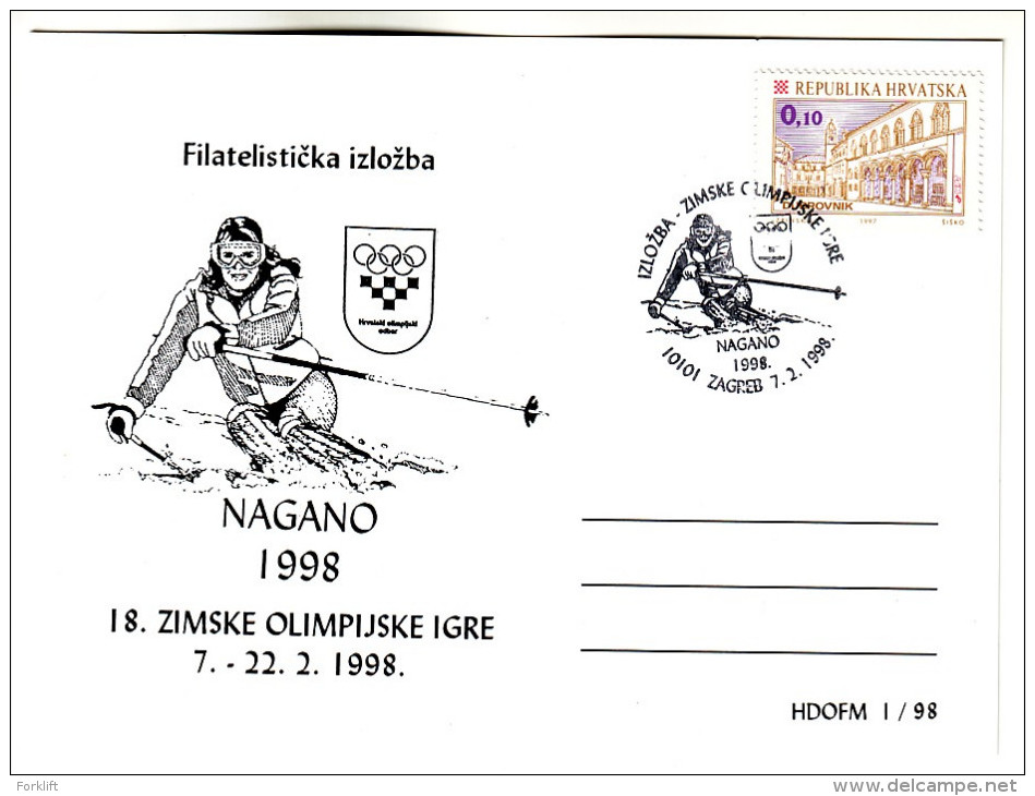 Olympiques Olympic 1998 Nagano Zagreb Postmark - Winter 1998: Nagano