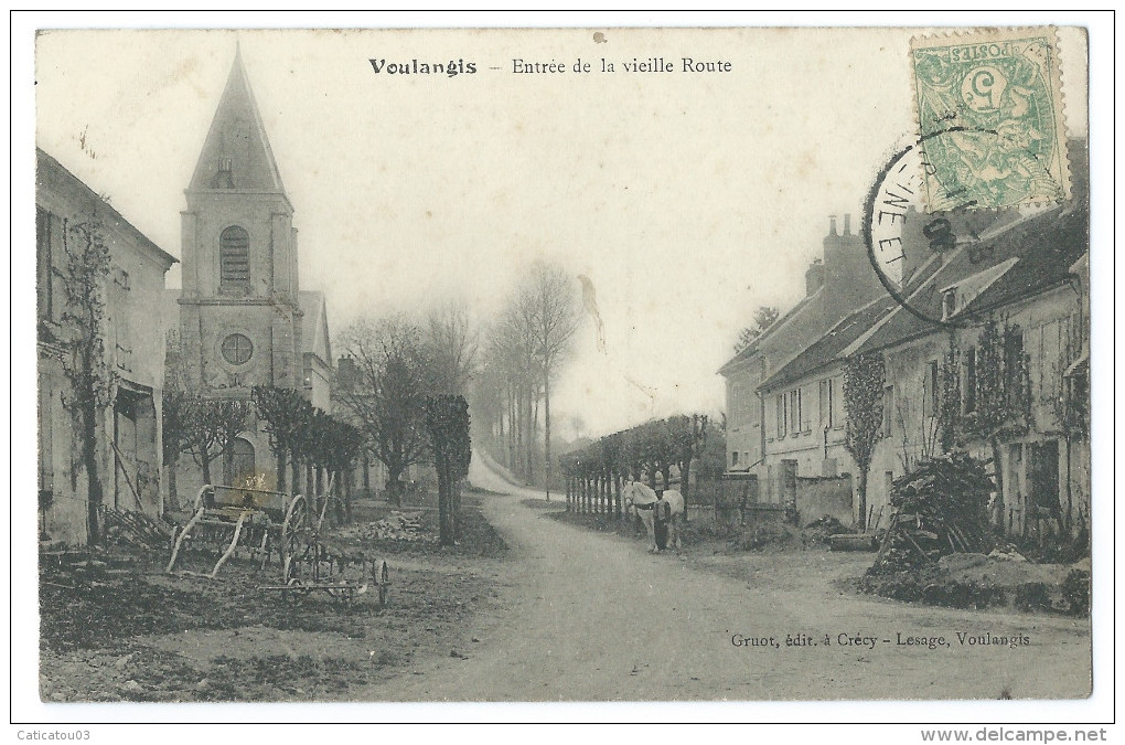 VOULANGIS (Seine Et Marne) - Entrée De La Vieille Route - Église - Animée - Autres & Non Classés