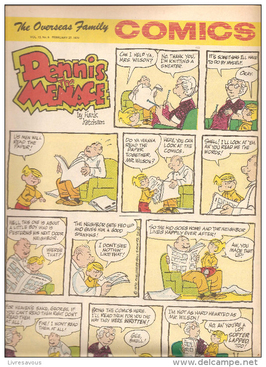 Dennis The Menace By Hank Ketcham The Overseas Jamilly Comics Vol 13 N°9 Du 29 February 1970 - Newspaper Comics