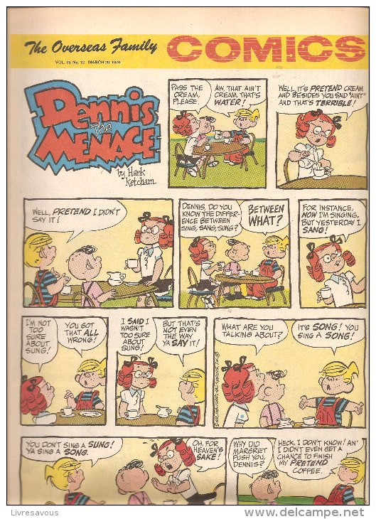 Dennis The Menace By Hank Ketcham The Overseas Jamilly Comics Vol 13 N°12 Du 20 March 1970 - Newspaper Comics