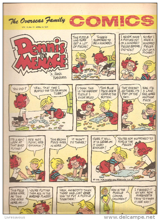 Dennis The Menace By Hank Ketcham The Overseas Jamilly Comics Vol 13 N°15 Du 10 April 1970 - Newspaper Comics