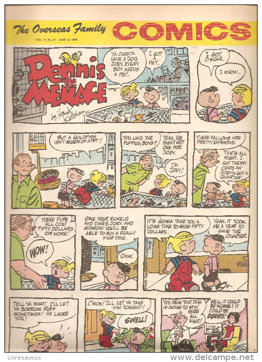 Dennis The Menace By Hank Ketcham The Overseas Jamilly Comics Vol 13 N°24 Du 12 June 1970 - Newspaper Comics