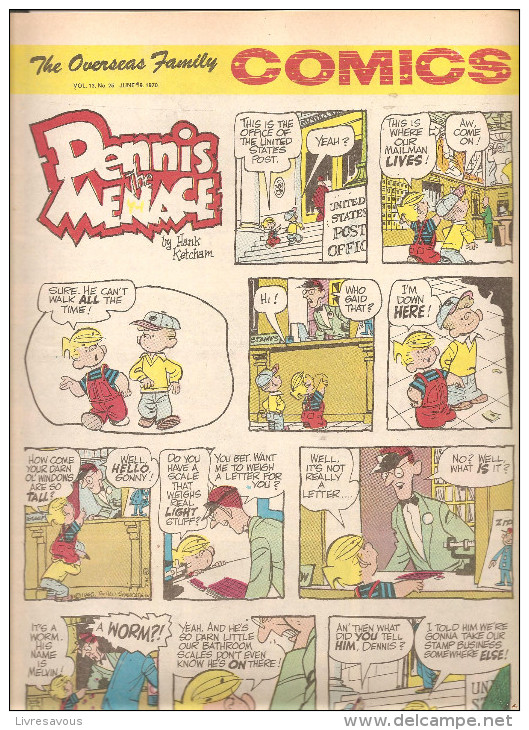 Dennis The Menace By Hank Ketcham The Overseas Jamilly Comics Vol 13 N°25 Du 19 June 1970 - Newspaper Comics