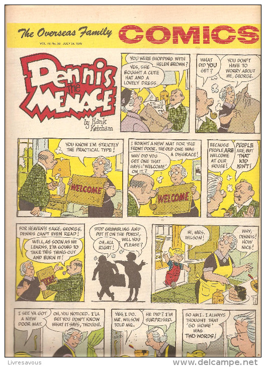 Dennis The Menace By Hank Ketcham The Overseas Jamilly Comics Vol 13 N°30 Du 24 July 1970 - Cómics De Periódicos