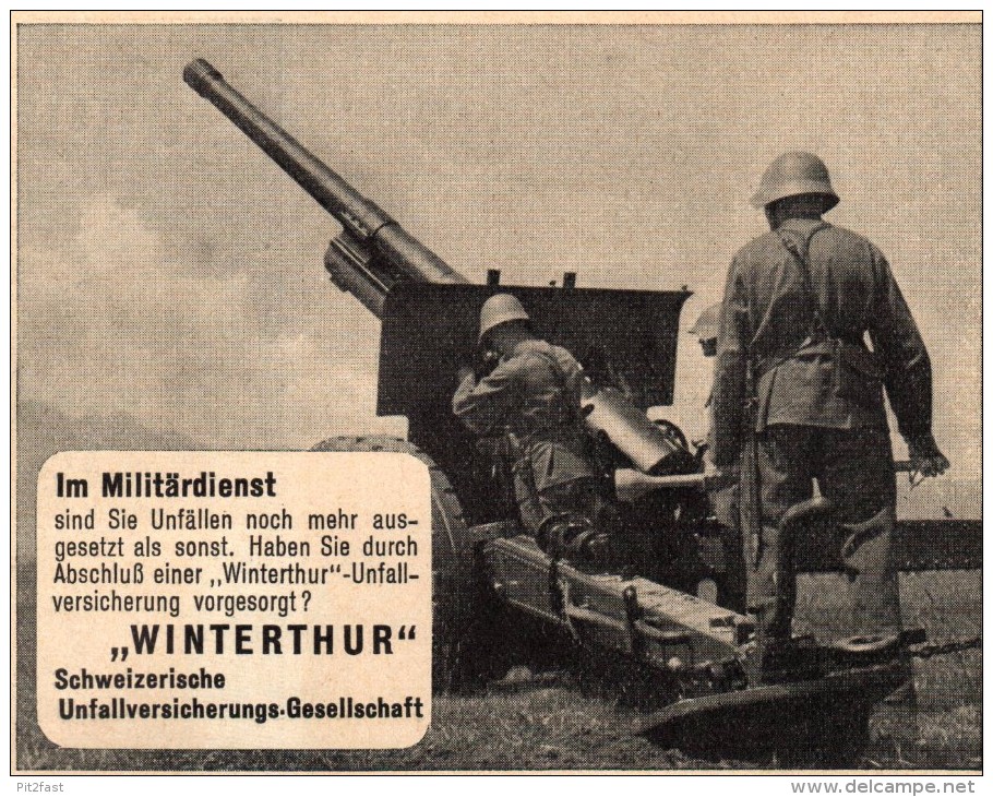 Original Werbung - 1939 - Winterthur , Militär-Unfallversicherung !!! - 1939-45