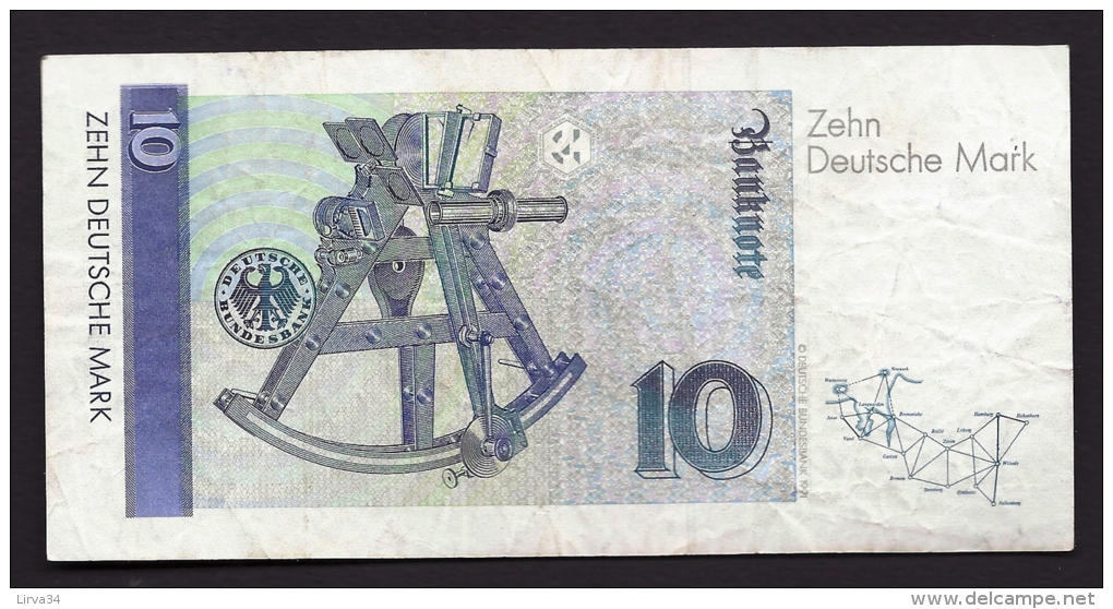 BILLET ALLEMAGNE BUNDESBANK 10 MARK- EN BON ÉTAT ENERAL AVEC QUELQUES FROISSURES- 2 SCANS - 10 DM