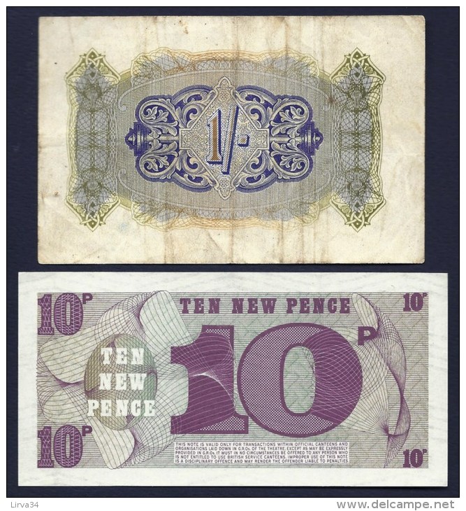 BILLET GRANDE BRETAGNE MILITARY AUTORITY- 1 SHILLING  USAGÉ + FORCES SPECIALES 10 PENCE NEUF- 2 SCANS - Autorità Militare Britannica