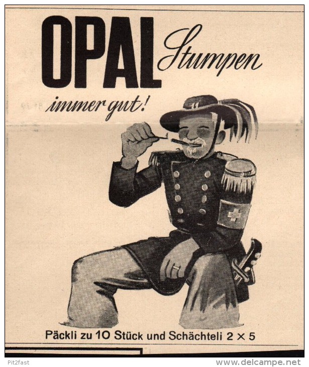Original Werbung - 1939 - OPAL Stumpen , Zigarren , Cigarren , Zigaretten !!! - 1939-45