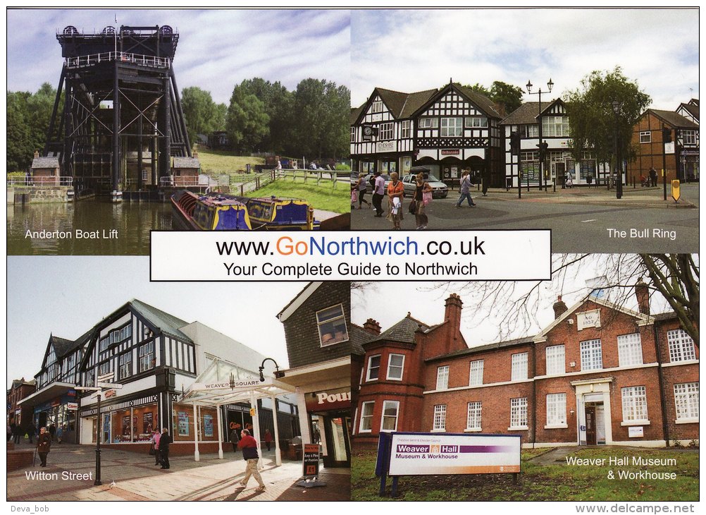 Multiview Postcard Go Northwich Anderton Boat Lift Bull Ring Workhouse Witton St - Sonstige & Ohne Zuordnung